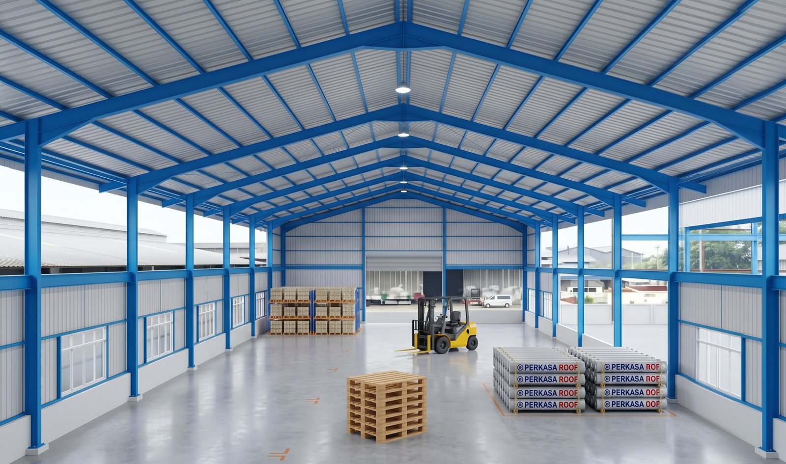 Atap pabrik bangunan produksi Perkasa Roofing